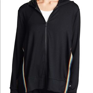 Zara Terez Rainbow Trim Hoodie Gray EUC sz M